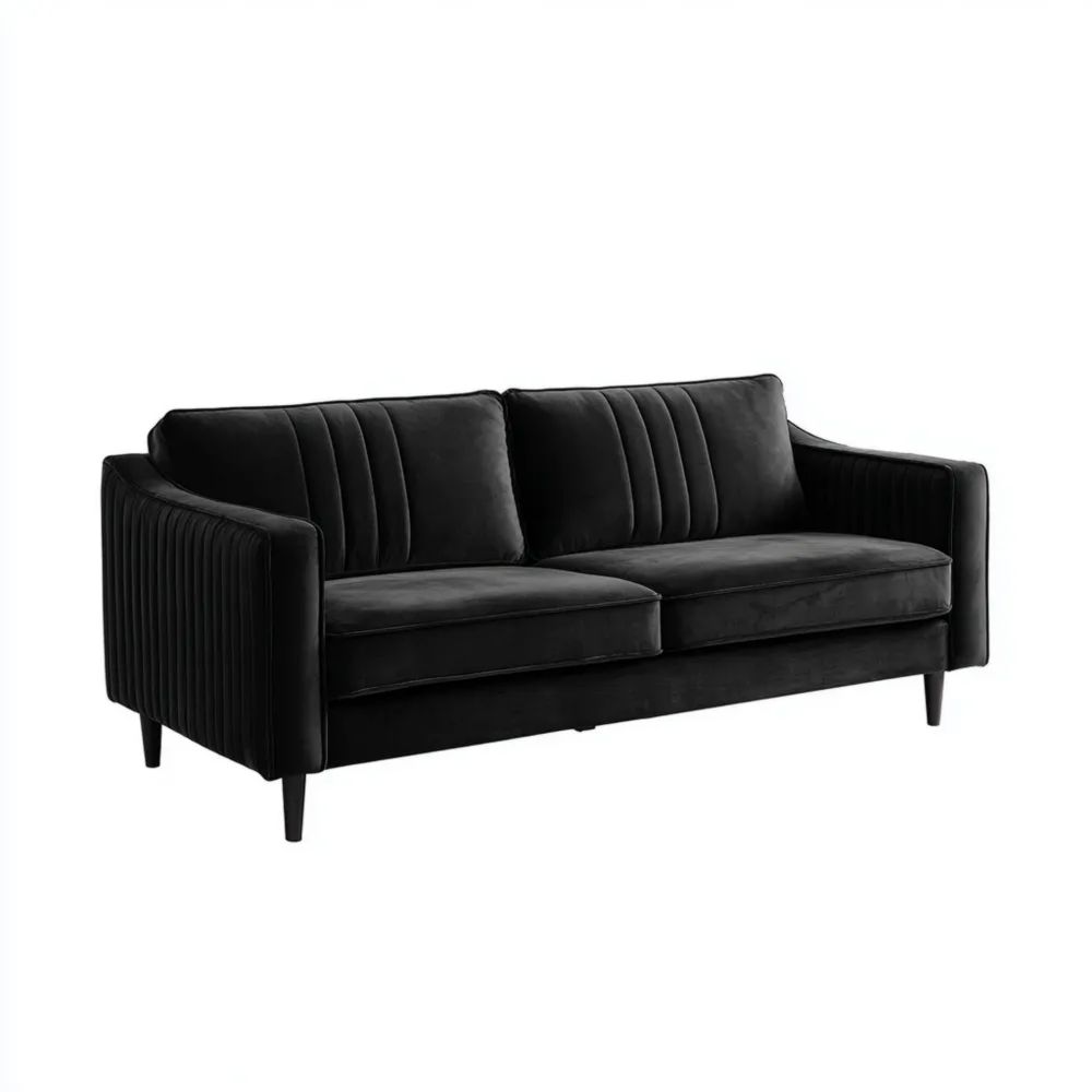 2-Sitzer-Sofa Samt 200x90x85 cm - Schwarz - Modernes Design