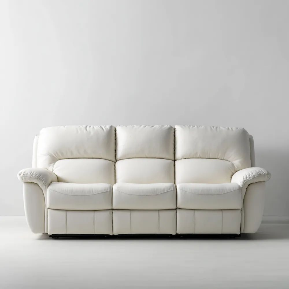 3-Sitzer-Sofa Echtleder 200x85x90 cm - Creme - Klassisches Design