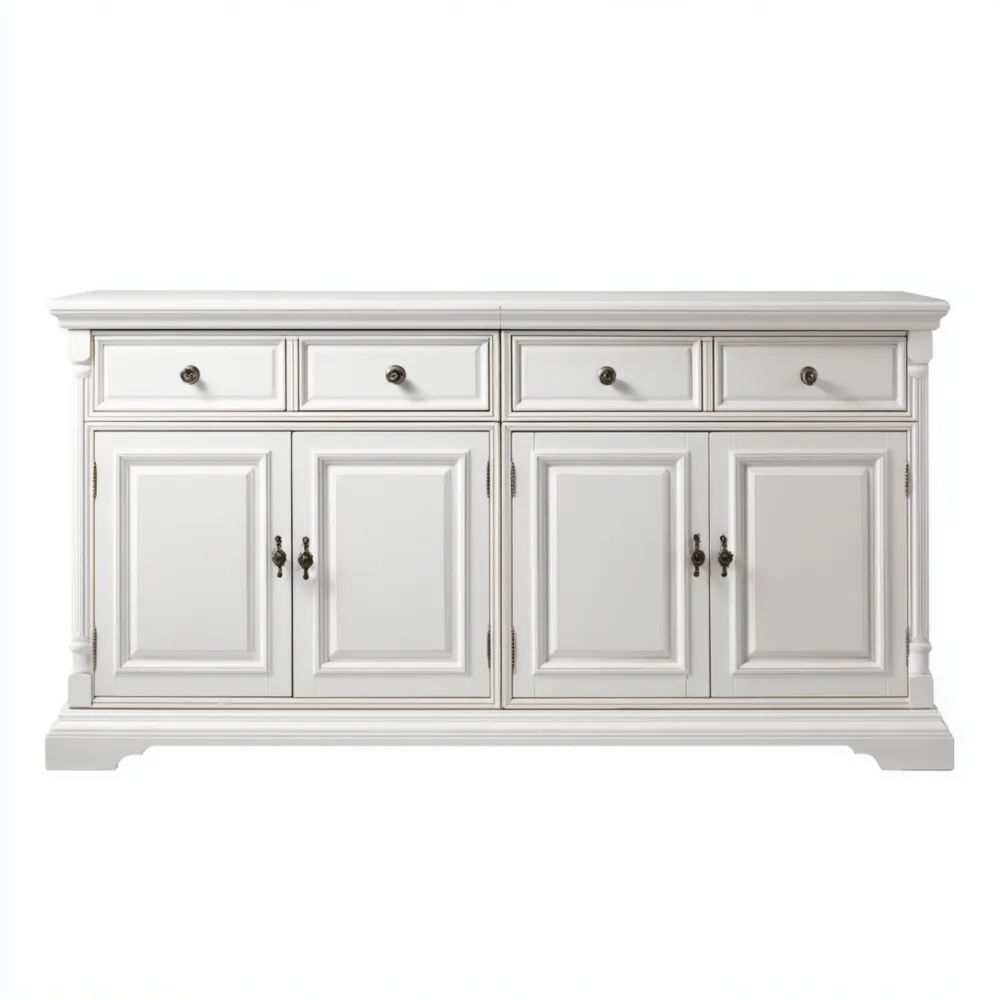 Klassisches Sideboard 180x50x85 cm aus Holz - Weiß