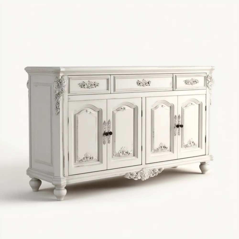 Antikes Sideboard aus Holz 150x40x85 cm – Weiß