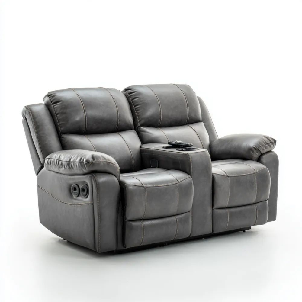 2-Sitzer-Sofa Kunstleder 160x95x100 cm - Dunkelgrau - Verstellbar