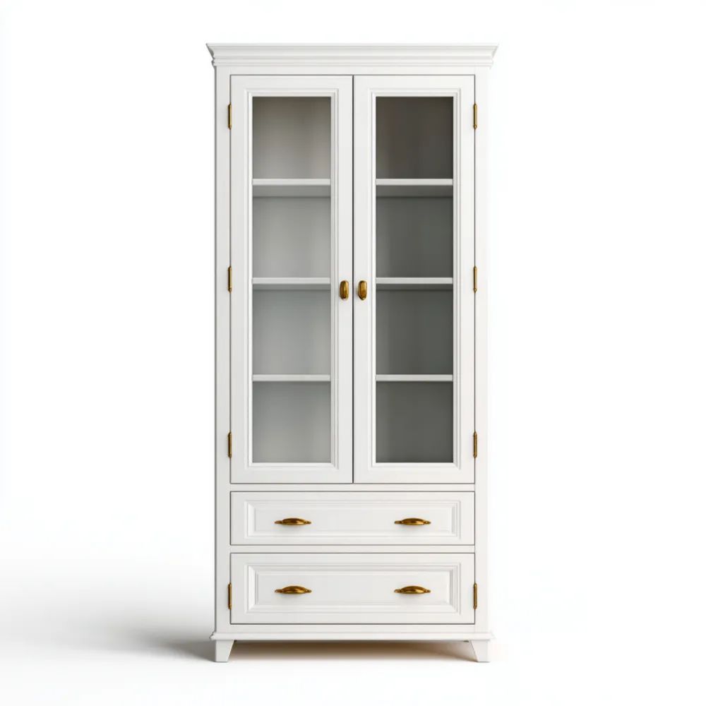 Vitrine Holz Weiß 80x40x180 cm – Klassisches Design