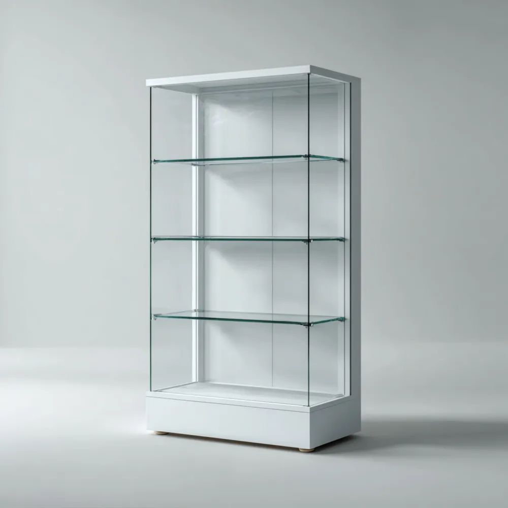 Vitrine Glas-Holz 60x40x180 cm - Weiß