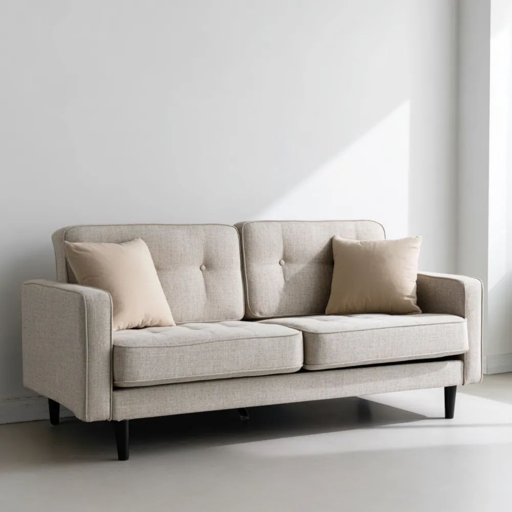 2-Sitzer-Sofa Leinenstoff 140x80x85 cm - Beige - Modernes Design