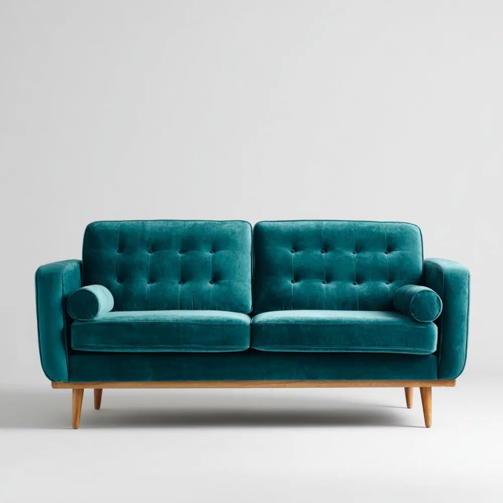 2-Sitzer-Sofa Samt 150x85x90 cm – Petrolblau – Skandinavisches Design