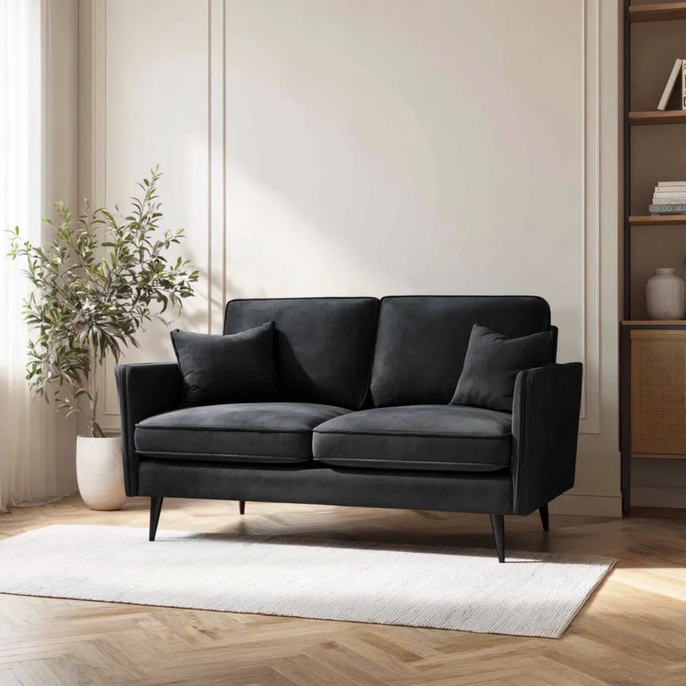 2-Sitzer-Sofa Samt 140x80x85 cm - Dunkelgrau - Skandinavisches Design