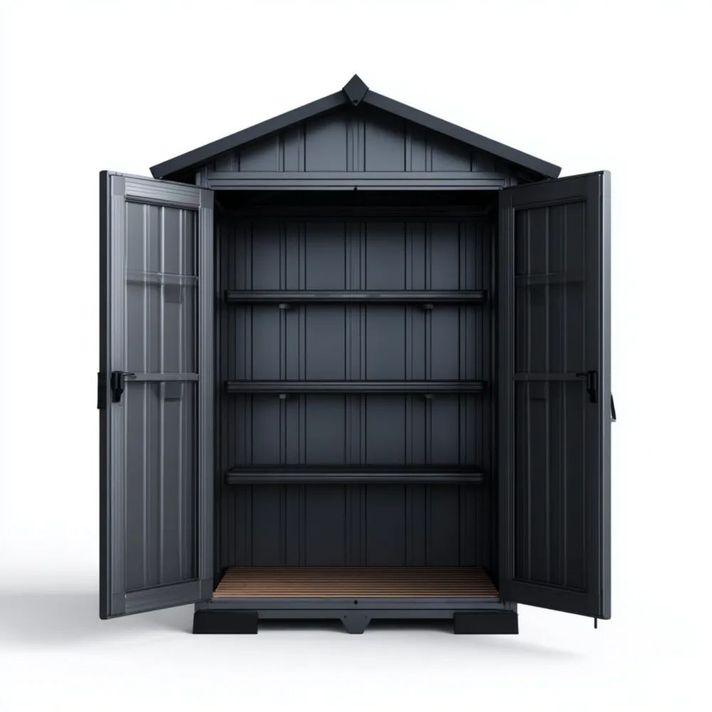 Metall Geräteschuppen mit Doppeltüren 180x100x200 cm - Dunkelgrau