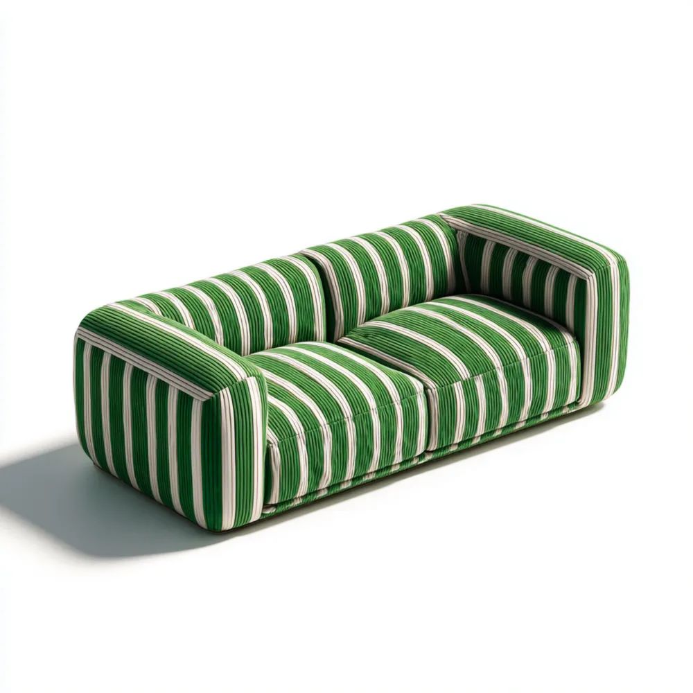 2-Sitzer-Sofa 180x85x70 cm Streifenmuster Stoff - Grün/Weiß - Modernes Design