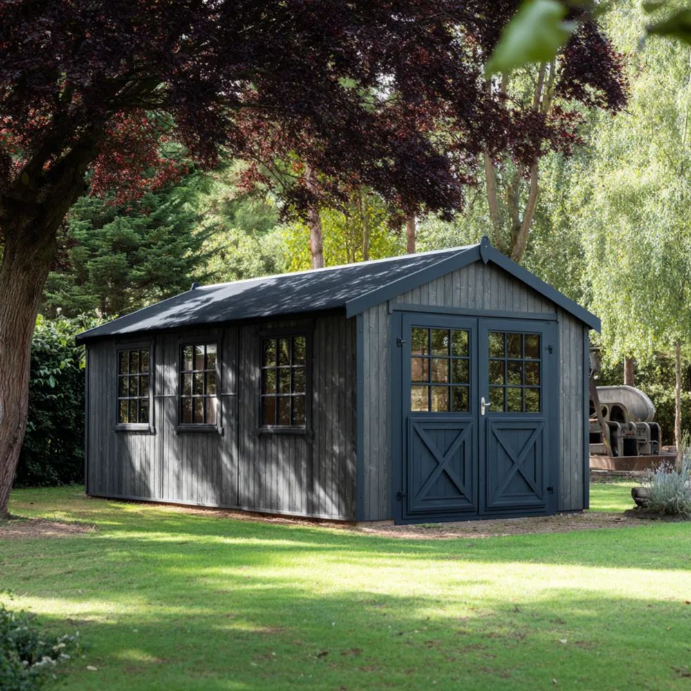 Garten-Geräteschuppen Holz 350x250x250 cm – Dunkelgrau – Klassisches Design