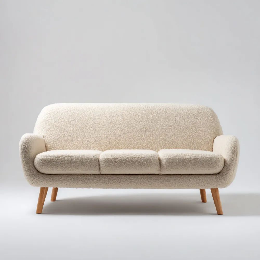 2-Sitzer-Sofa – Bouclé-Stoff 180x85x75 cm – Creme – Skandinavisches Design
