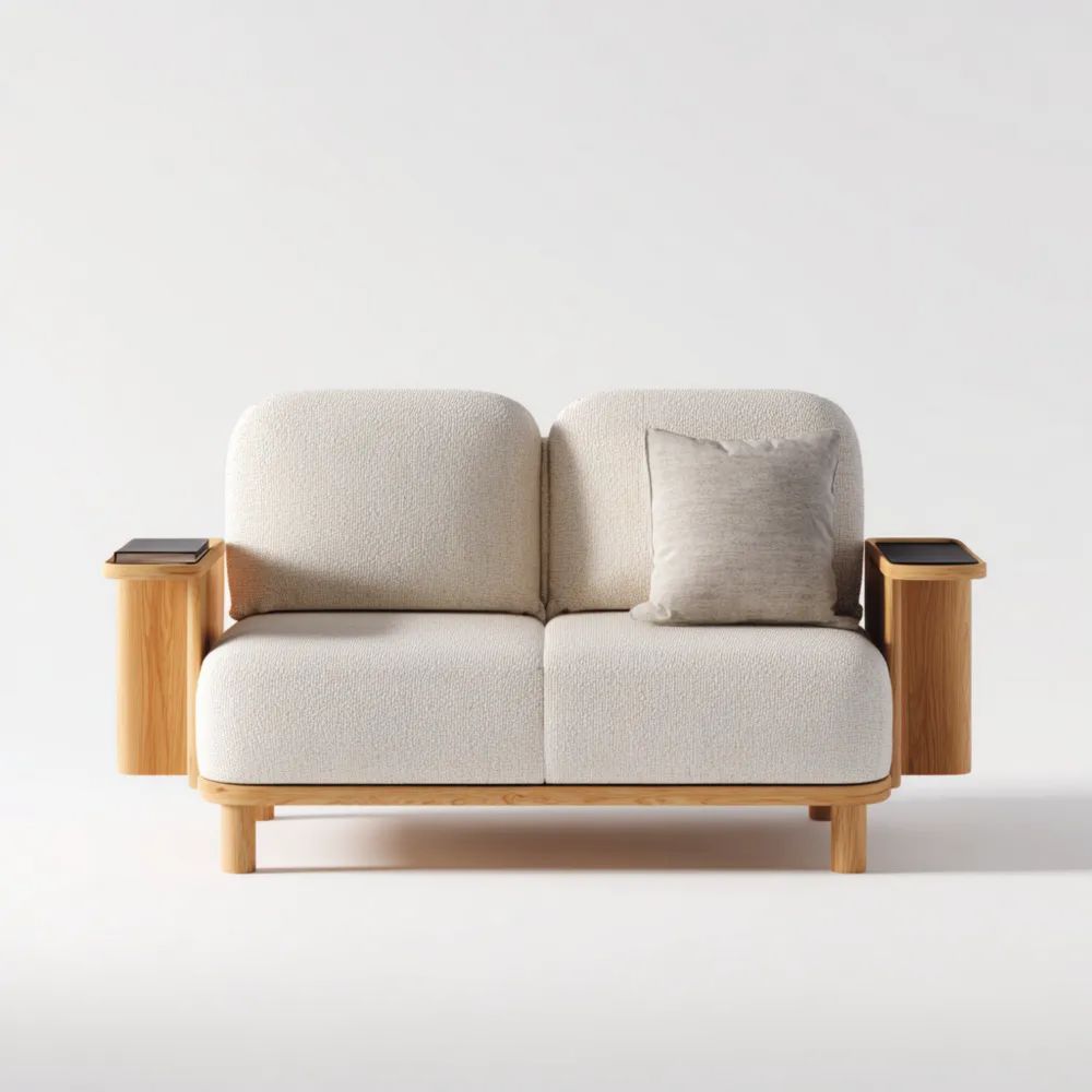 2-Sitzer Sofa 140x85x90 cm Holzrahmen – Cremeweiß – Modernes Design