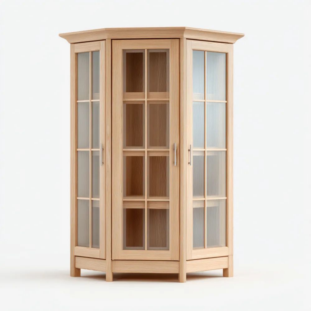 Vitrinenschrank Eiche 90x180x40 cm - Naturholz - Klassisches Design