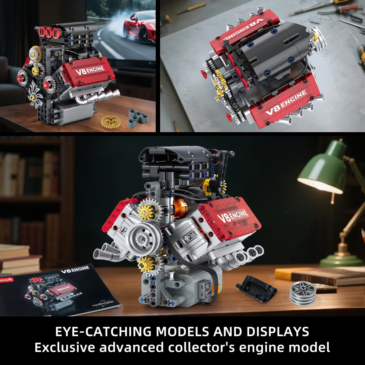 V8 Engine Technic Building Set With Motorized Function And Realistic Mechanical Design