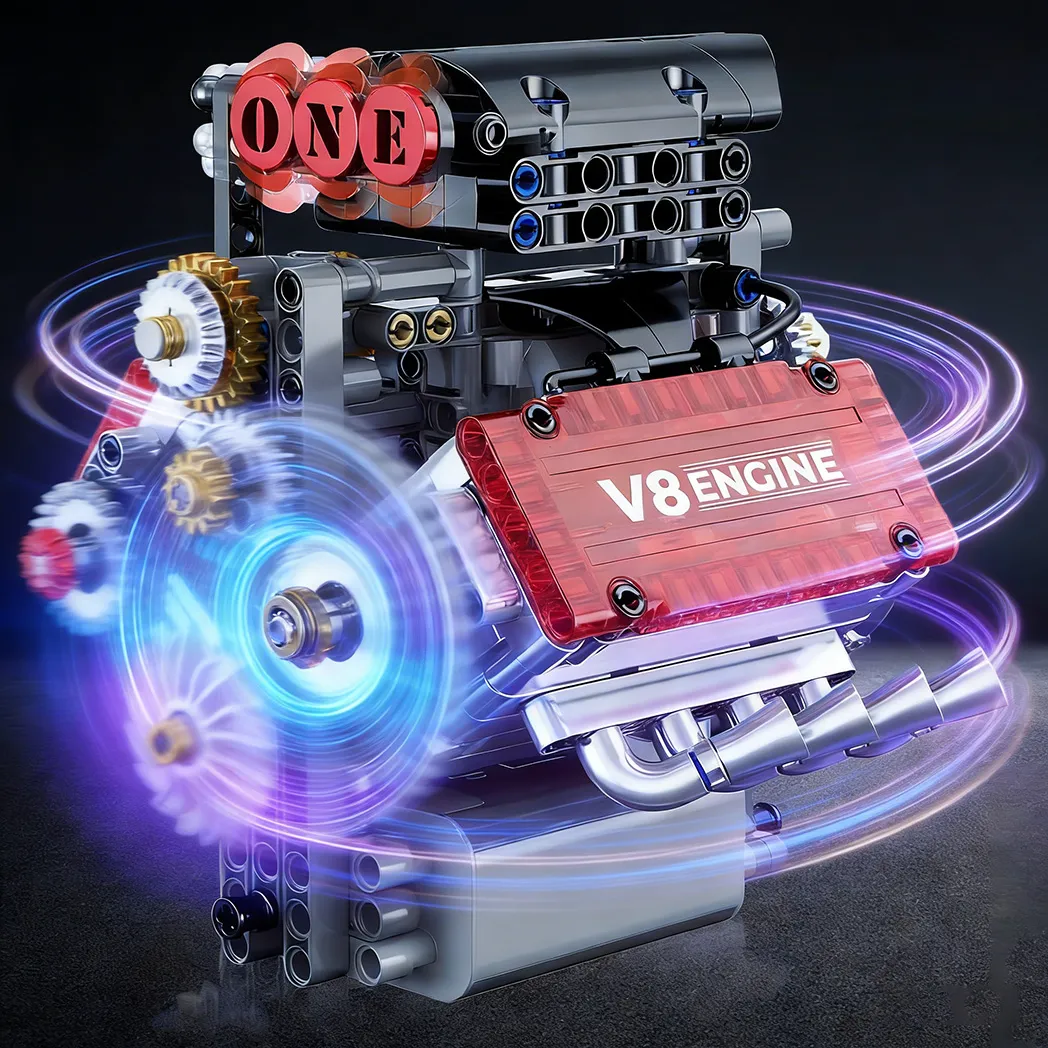 V8 Engine Technic Building Set With Motorized Function And Realistic Mechanical Design