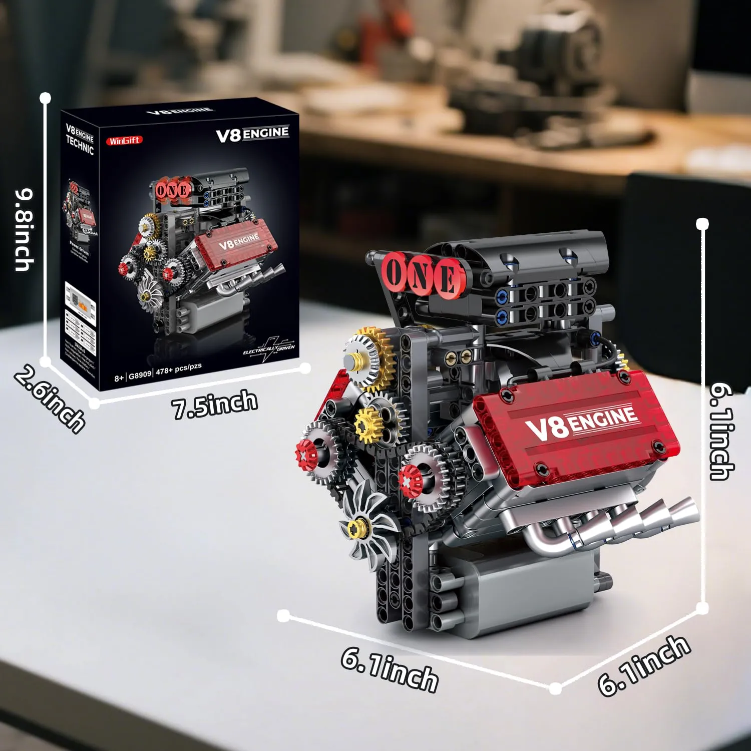 V8 Engine Technic Building Set With Motorized Function And Realistic Mechanical Design