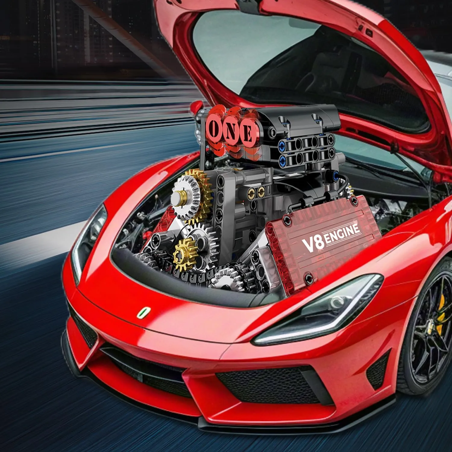 V8 Engine Technic Building Set With Motorized Function And Realistic Mechanical Design