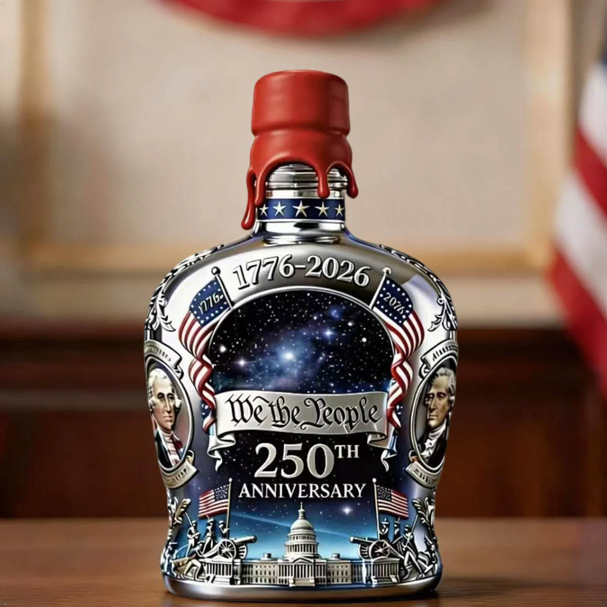 We The People 250th Anniversary 1776-2026 Whiskey Bottle And Glass Set