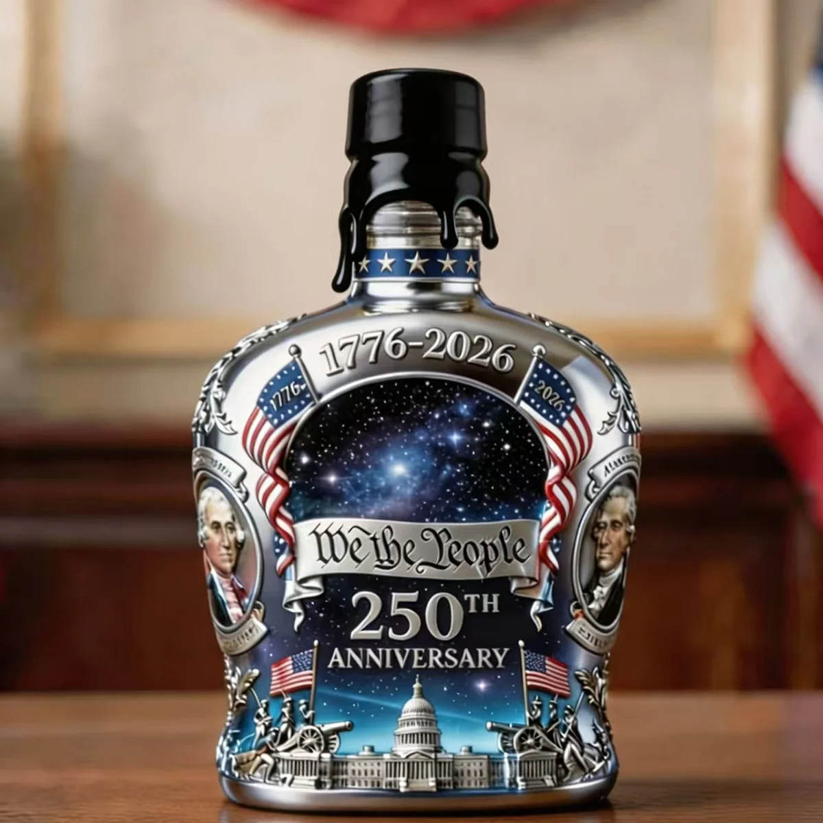 We The People 250th Anniversary 1776-2026 Whiskey Bottle And Glass Set