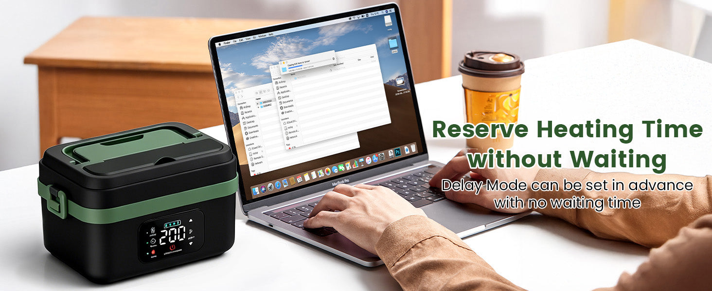 Wireless Rechargeable Heated Lunch Box with Timer and 1L Stainless Container 5