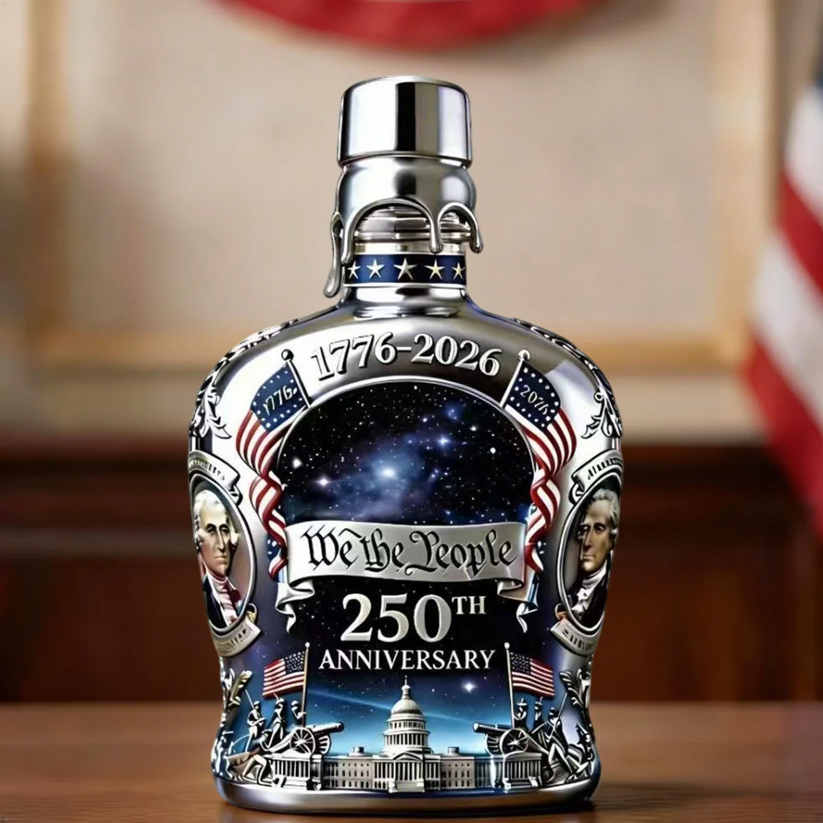 We The People 250th Anniversary 1776-2026 Whiskey Bottle And Glass Set