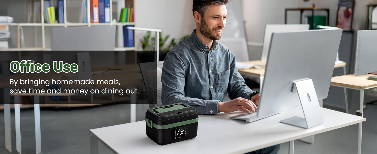 Wireless Rechargeable Heated Lunch Box with Timer and 1L Stainless Container 9