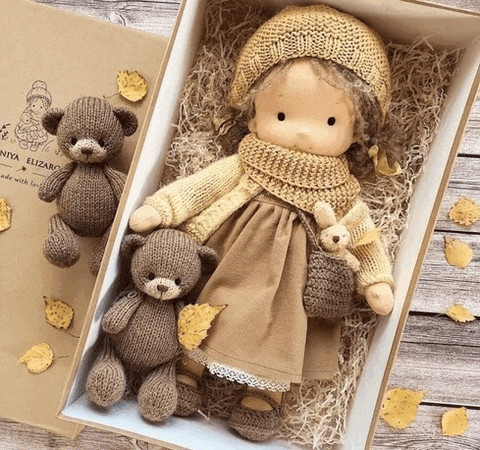Waldorf Doll with neutral facial expression