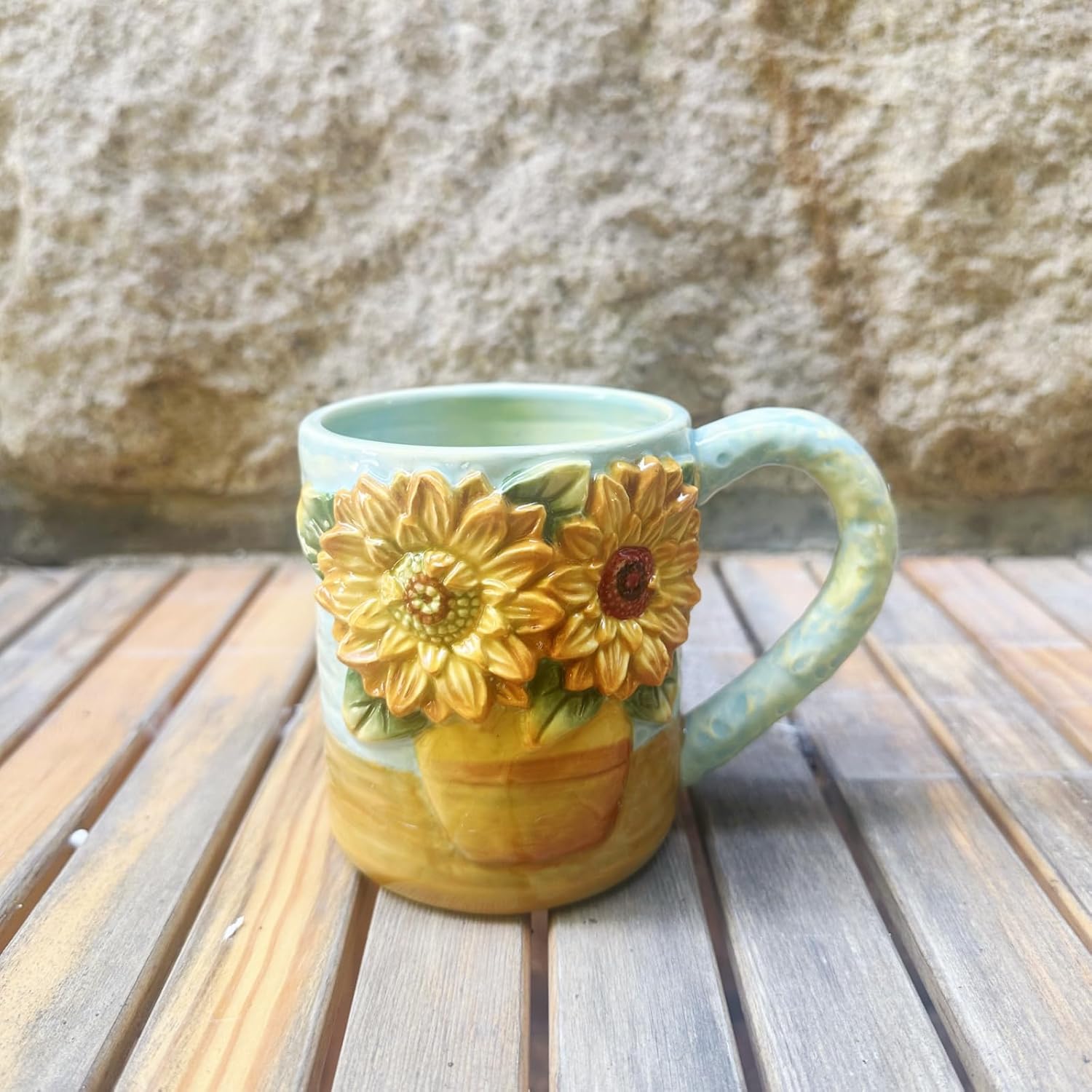 Starry ceramic mug lifestyle display