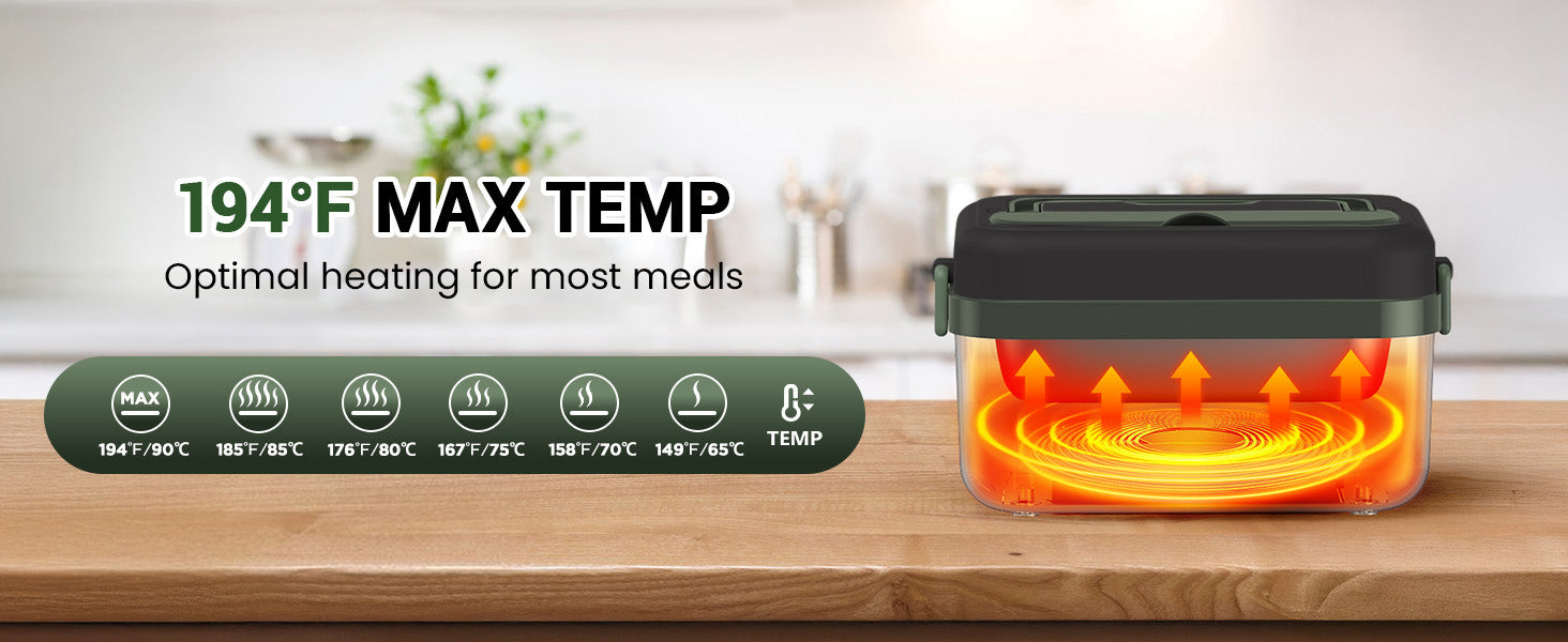 Wireless Rechargeable Heated Lunch Box with Timer and 1L Stainless Container 4