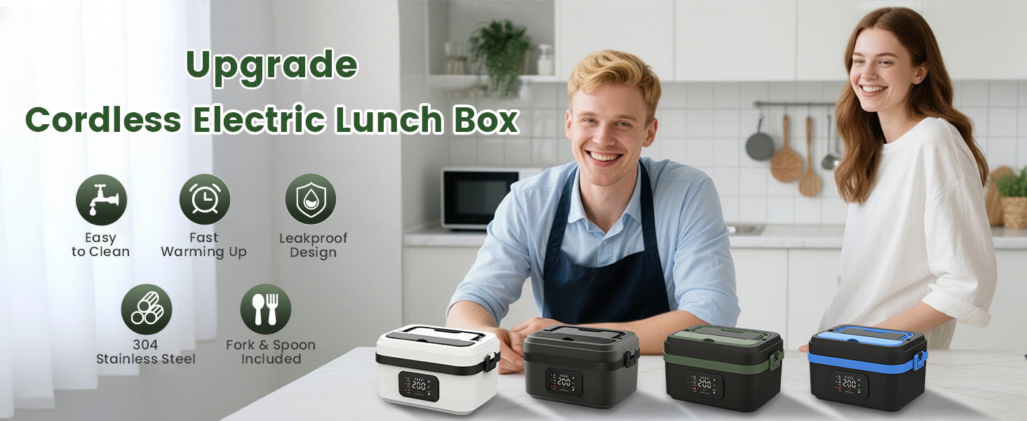 Wireless Rechargeable Heated Lunch Box with Timer and 1L Stainless Container 2