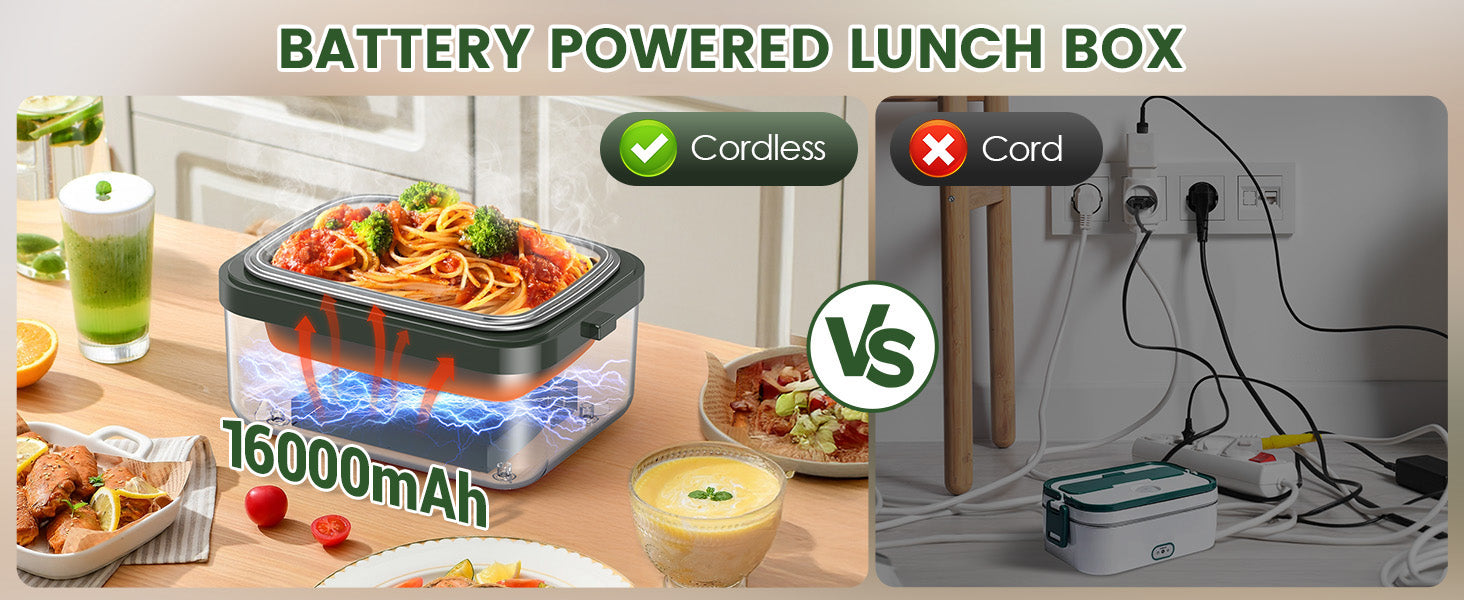 Wireless Rechargeable Heated Lunch Box with Timer and 1L Stainless Container 3