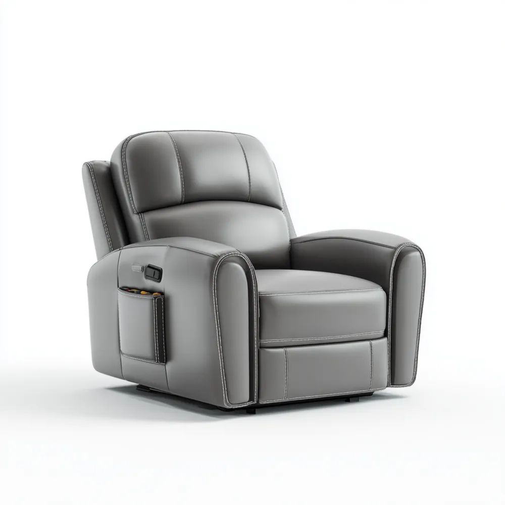 Poltrona Reclinabile in Pelle Sintetica 95x90x98 cm - Grigio - Design Moderno