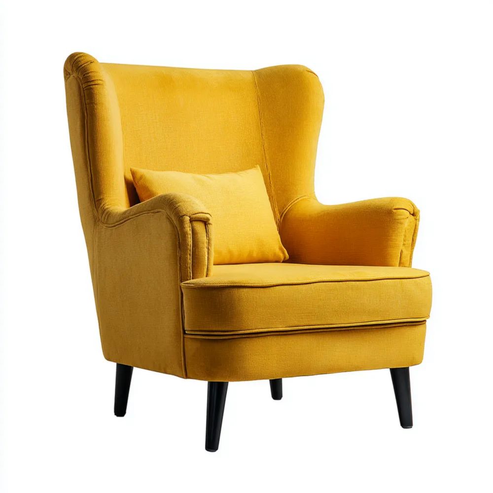 Poltrona in tessuto 75x85x100 cm - Giallo - Design classico