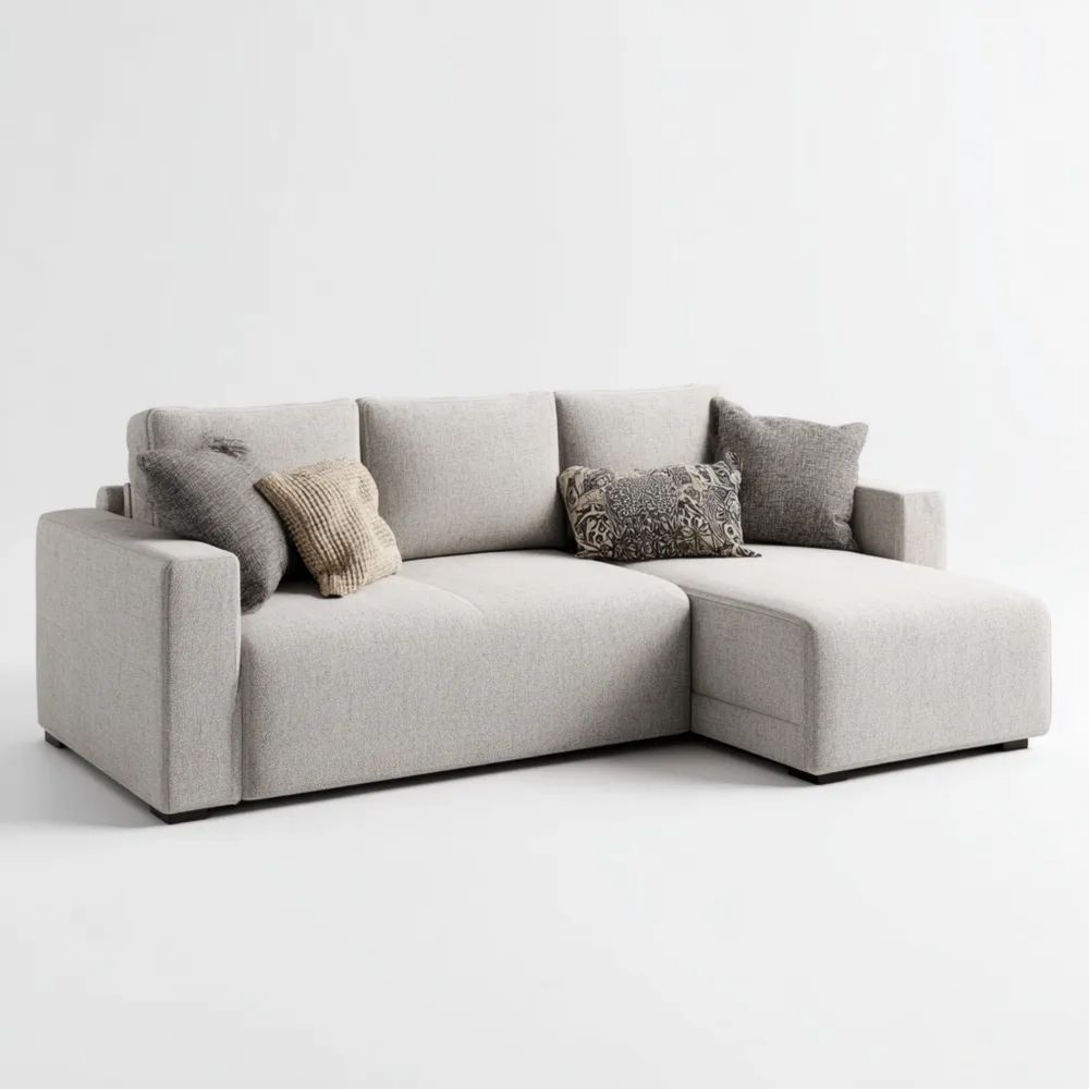 Divano angolare in tessuto 280x180x85 cm - Grigio chiaro