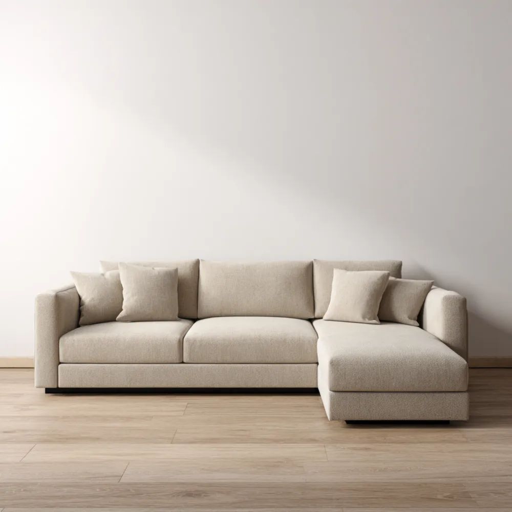 Divano angolare in tessuto 250x90x85 cm – Beige – Design moderno