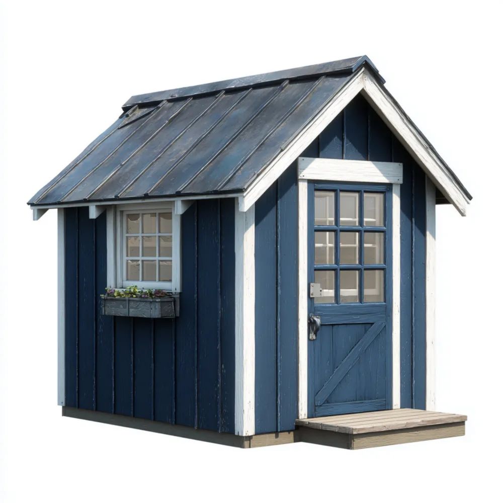 Casetta da Giardino in Legno 200x150x210 cm - Blu/Bianco - Design Tradizionale