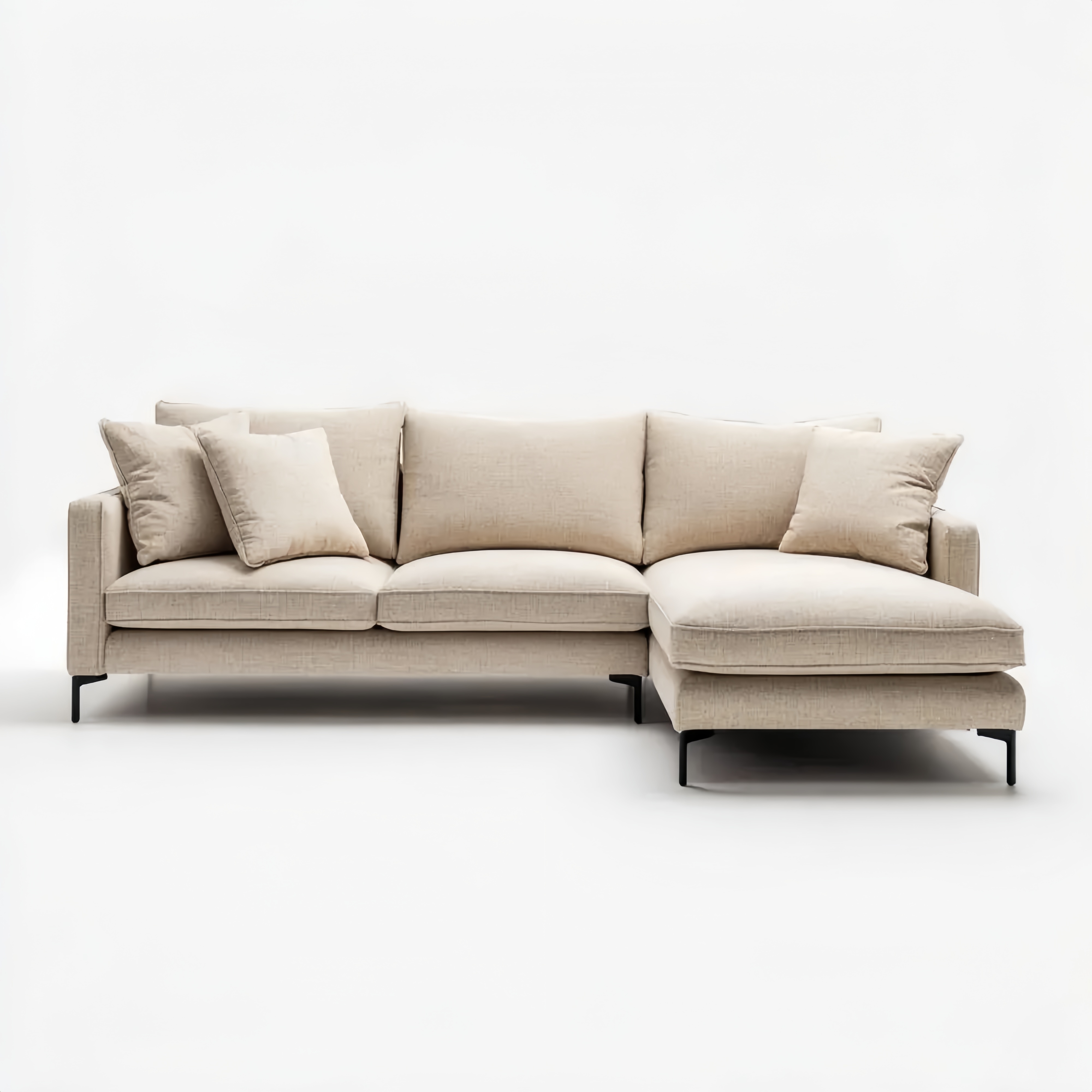 Divano angolare in tessuto 260x160x85 cm – Beige – Design moderno