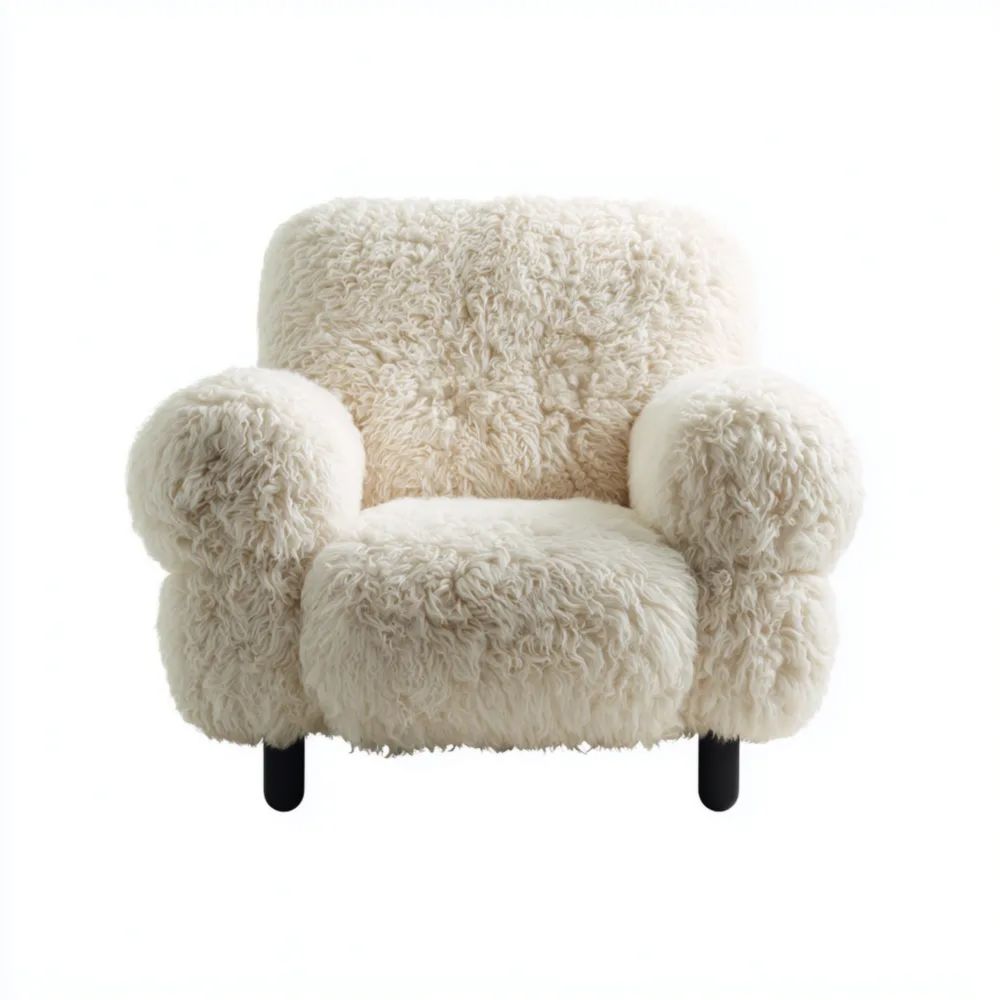 Poltrona in Pelliccia Sintetica 75x80x85 cm - Crema - Design Accogliente