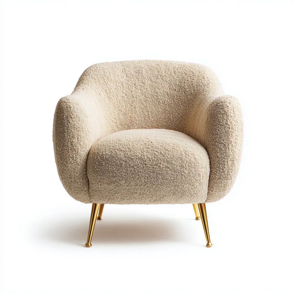 Poltrona in tessuto bouclé 80x75x70 cm – Beige – Design contemporaneo