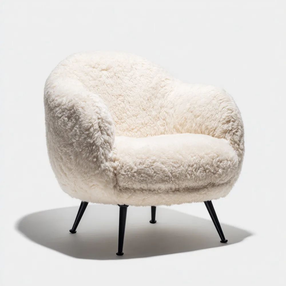 Poltrona in pelliccia sintetica 75x70x80 cm - Bianco - Design Contemporaneo