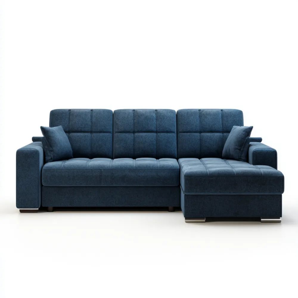 Divano angolare in tessuto Blu 280x160x85 cm