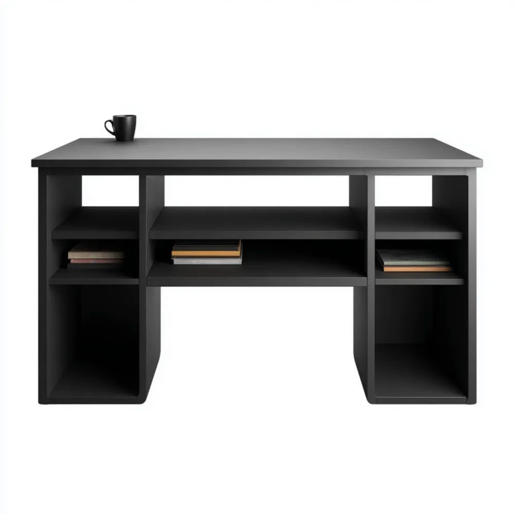 Scrivania Multifunzionale con Ripiani 120x60x75 cm - Nero - Design Moderno