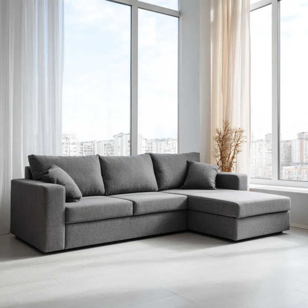Divano angolare 300x150x85 cm - Grigio - Design moderno