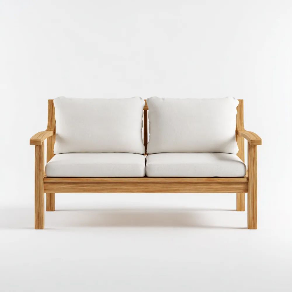 2-Sitzer-Gartensofa 120x75x45 cm Holzrahmen Baumwollpolster - Weiß - Modernes Design