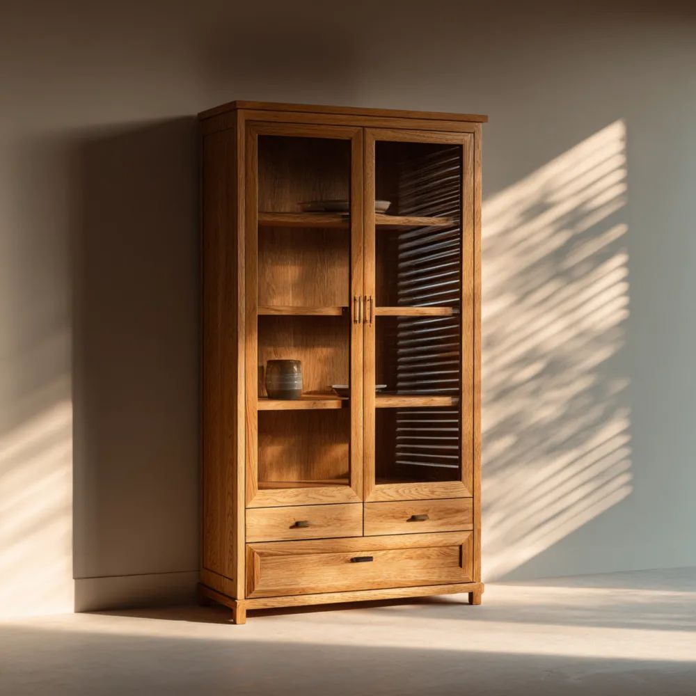 Vitrine Holz 180x80x40 cm – Eiche – Klassisches Design