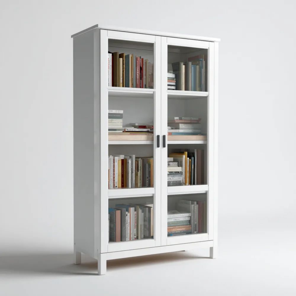 Vitrinenschrank Holz Weiß 80x35x180 cm - Moderne Aufbewahrung