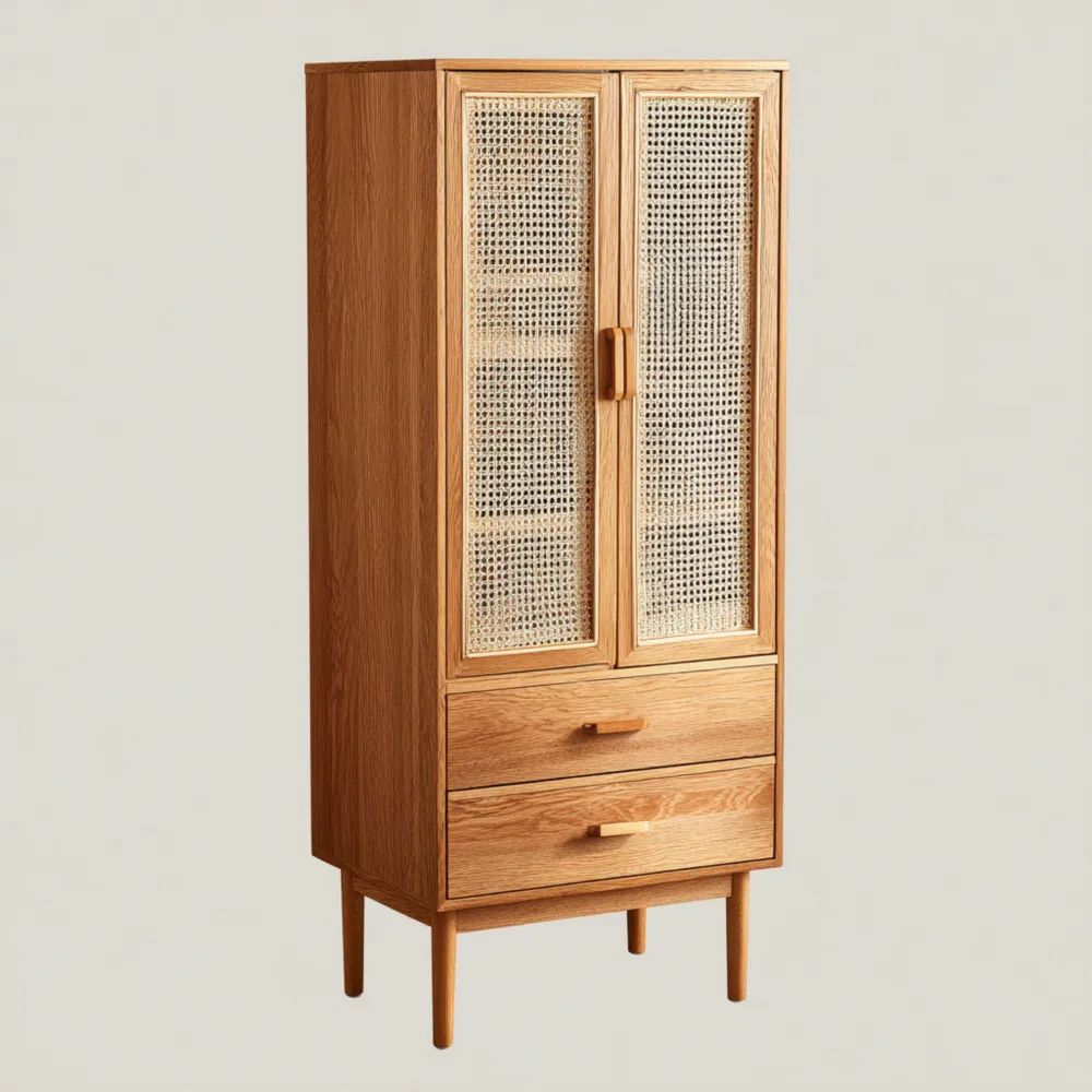 Vitrine Holz 165x72x35 cm - Naturholz - Skandinavisches Design