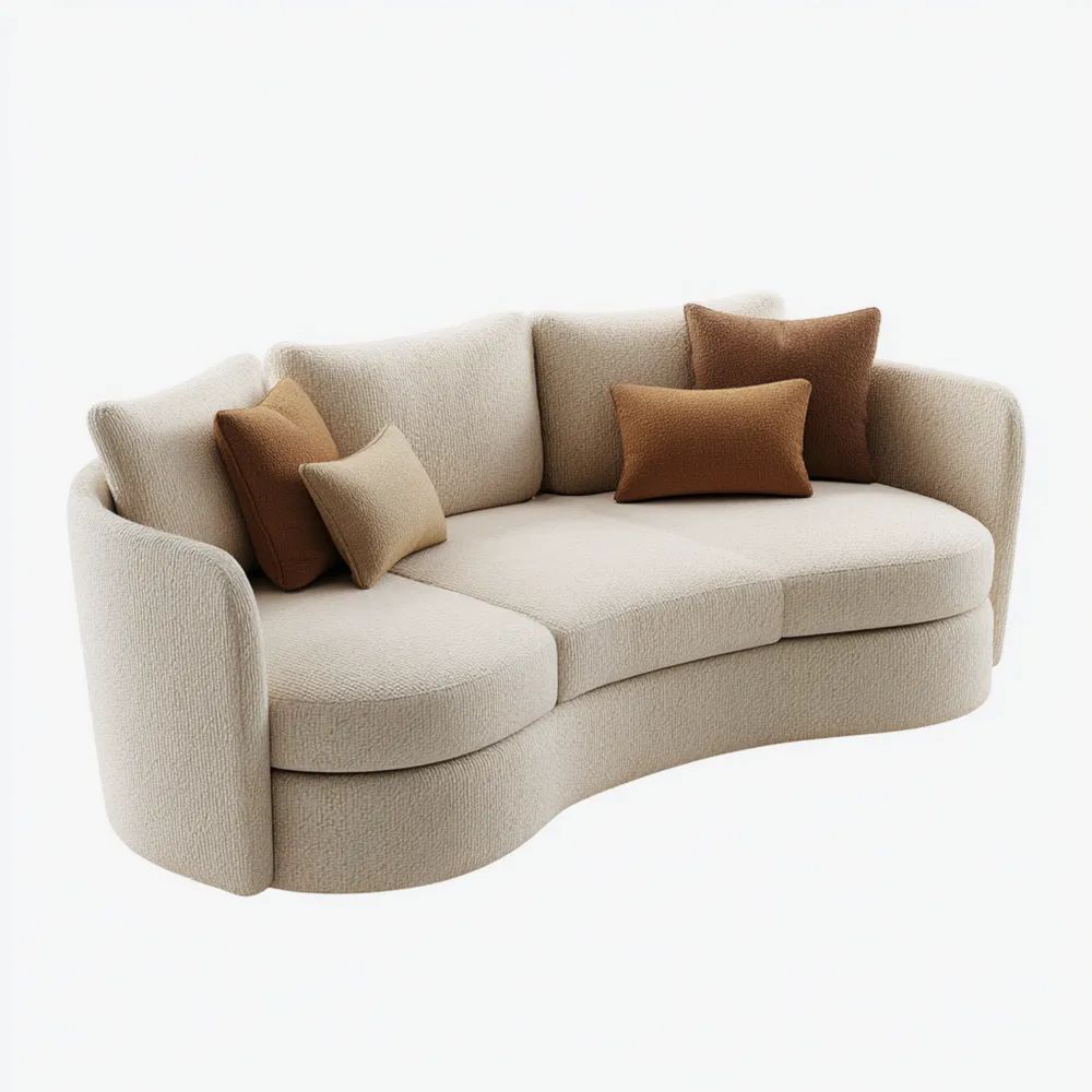 3-Sitzer-Sofa Bouclé 220x95x85 cm - Creme - Moderner Stil