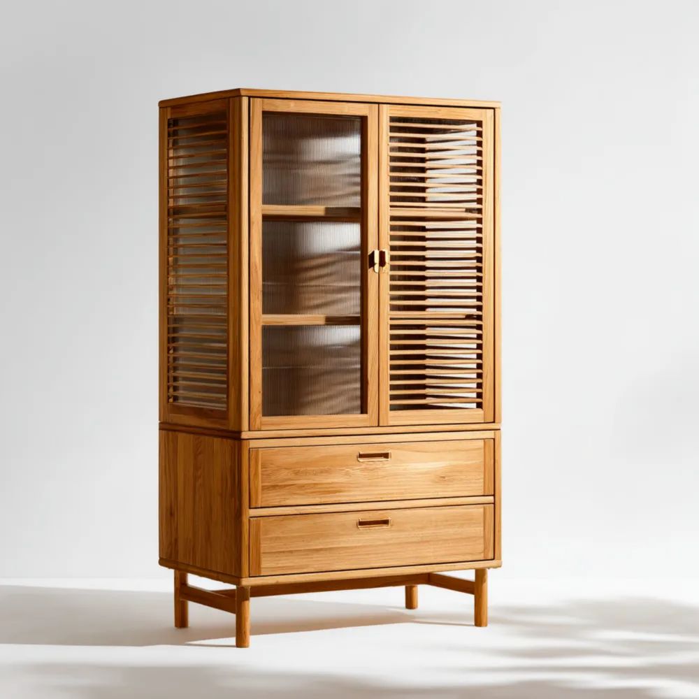 Vitrine Holz 90x40x180 cm - Natur - Moderner Stil