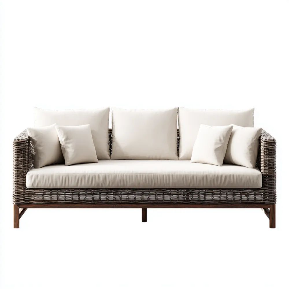 3-Sitzer-Gartensofa Rattan 210x80x78 cm - Braun/Beige - Modernes Design