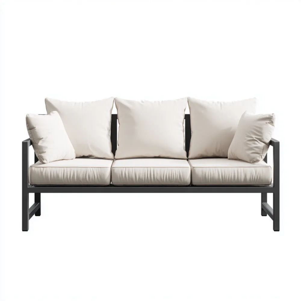 3-Sitzer-Gartensofa Aluminiumrahmen 200x75x70 cm Cremeweiß - Modernes Design